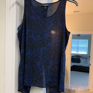 Dressy Sleeveless Top with Lace Print & Open Back
